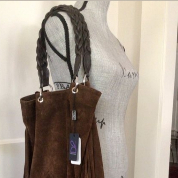 D2 Suede Fringed Hobo Bag - Picture 6 of 7